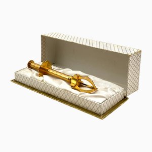 Antique Gold-Plated Sugar Tongs with Decorated Handle, 1890s