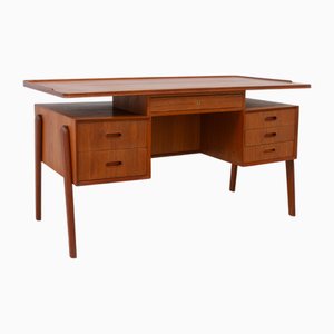Danish Modern Freestanding Teak Desk with Floating Top, 1960s