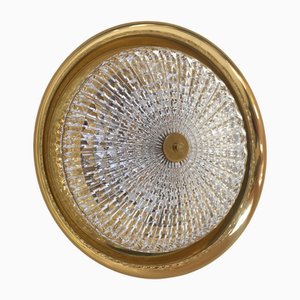 Brass Wall or Ceiling Lamp by Carl Fagerlund for Lyfa with Crystal Shade from Orrefors, 1960s