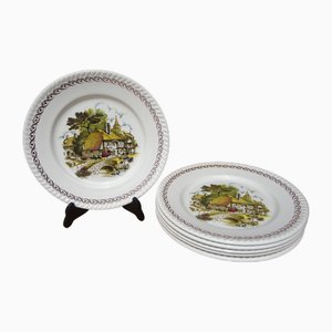 French Earthenware Plates from Lunéville & Keller, 1890s, Set of 6