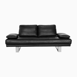 6600 Leather Three-Seater Black Sofa from Rolf Benz