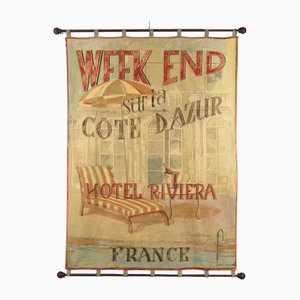 Antiker Wandteppich aus dem 19. Jahrhundert Riviera Hotel Côte Dazur Druck auf Papier
