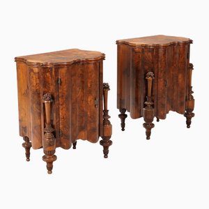 Antique 20th Century Art Deco Bedside Table in Walnut Burl, Italy