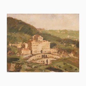 Franco Marzilli, Vue de la Villa Aldobrandini, Frascati, Peinture à l'Huile, 1970s