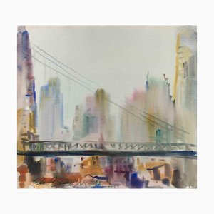 Aquarelle, Carlo Ravagnan, New York, 59th Street Bridge, 1978