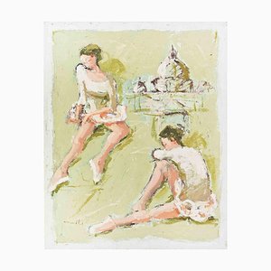 Franco Marzilli, bailarinas, pintura al óleo, años 70