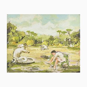 Franco Marzilli, Ballerina in the Park, Oil Painting, 1970s