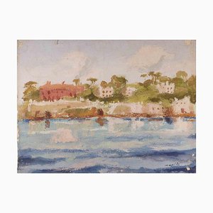 Peinture à l'Huile Franco Marzilli, Sea View, 1970s