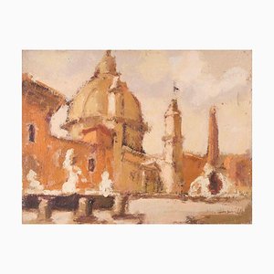 Franco Marzilli, Vista de Roma, pintura al óleo, años 70