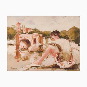 Franco Marzilli, bailarina, pintura al óleo, años 70