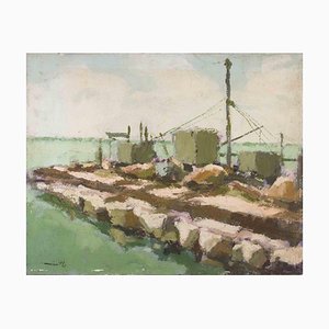 Franco Marzilli, Seaview, Oil Painting, 1970s