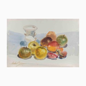 Carlo Ragnan, Nature Morte aux Fruits, Aquarelle, 1972