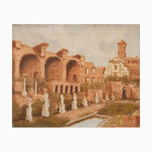 Franco Marzilli, Ruinas romanas, pintura al óleo, años 70