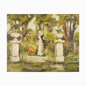 Franco Marzilli, View of the Park, Oil Painting, 1970s
