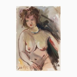 Carlo Ragnan, Nu, Aquarelle, 1965