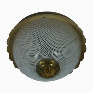 Mid-Century Round Brass Flush Mount, Italy, 1960s