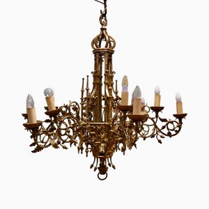 Very Large Gothic Gilt Church Chandelier, 1900s