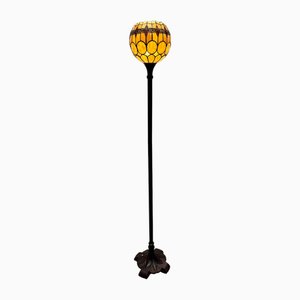 Lampada da terra in vetro colorato in stile Tiffany