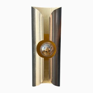 Vintage Space Age Brushed Steel Wall Lamp from Polam / Raak