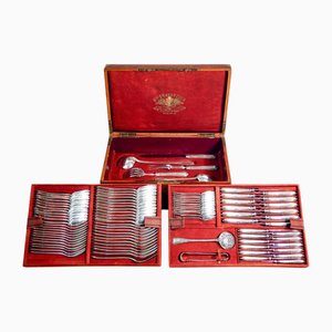 Servizio di posate grande in argento 800 di Henri Soufflot, set di 93