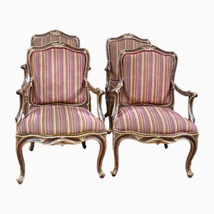 French Louis XV Armchairs, Set of 4