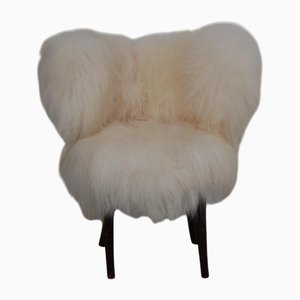 Dänischer Stuhl aus Lammleder, 1940er