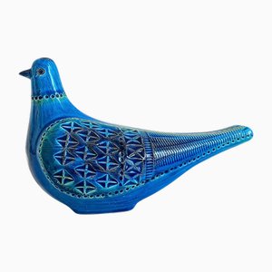 Large Ceramic Rimini Blue Dove Sculpture attributed to Aldo Londi for Bitossi, Italy, 1950s