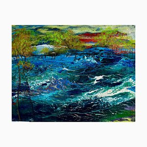 Manana Eloshvili, Village by the Sea, 2016, Acrylic on Canvas