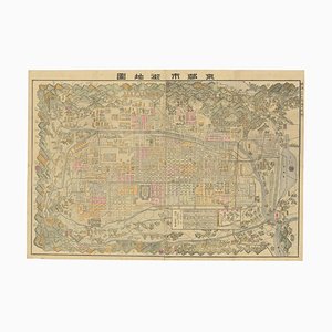 Large Map of Kyoto in Japan from Kobayashi, 1905