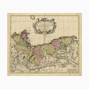 Map of the Duchy of Pomerania Antique Engraving by P. Schenk Jr., 1750