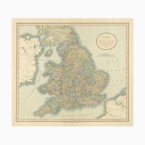Large Antique Hand-Colored Map of England by Counties, 1821