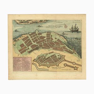 Antiker handkolorierter Plan von Cochin, Indien, 1744