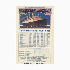 Affiche Voyages Transatlantiques de Southampton à New York, Holland America, 1925