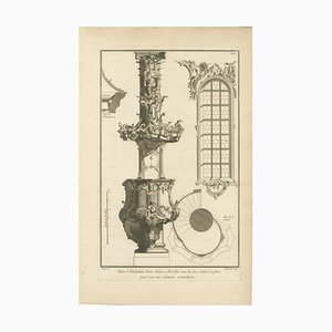 Barockes Kanzeldesign mit korinthischer Säule und Treppenplan, 1740, Druck
