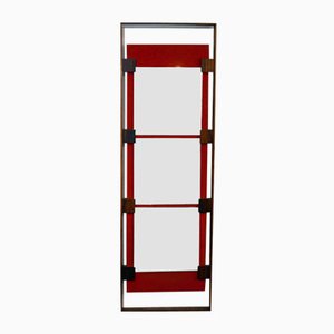 Espejo de pared de palisandro y terciopelo rojo de Ico Parisi para Stildomus, años 60