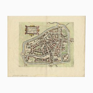 Antique Map of the City of Leeuwarden by Guicciardini, 1612