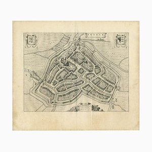 Antique Map of the City of Sneek by Blaeu, 1649