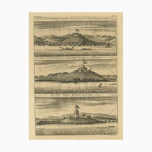 Kip, Forts on The West African Gold Coast, Ghana, 1744, Copperplate Engraving