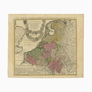 Antike Landkarte der Siebzehn Provinzen der Niederlande, Belgien, Luxemburg, 1748
