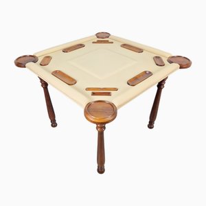Game Table in Walnut and Leather from Valenti, Spain, 1990s