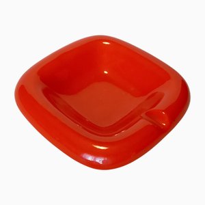 Italienischer Mid-Century Modern Aschenbecher aus roter Keramik, 1960er