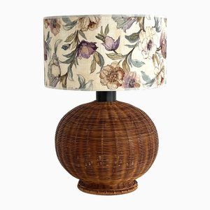 Mid-Century Modern Italian Wicker Table Lamp, 1970s