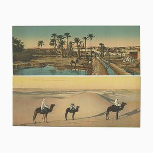 Grandes Cartes Postales Panoramiques du Sahara Vintage, 1920, Set de 2