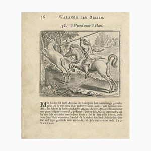 Vondel Warande Der Dieren, Horse and Deer Engraving, 1617, Paper