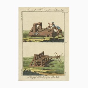 R. von Spalart, Illustration of a Roman Catapult and Ballista, 1810, Hand-Colored Print