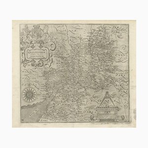 Antique Copper Engraved Map of Gloucestershire in England, 1637