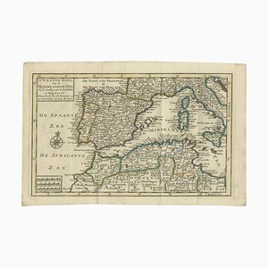 Antique Map of the Mediterranean Sea and Surroundings by Keizer & De Lat, 1788