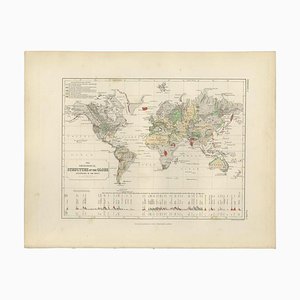 Antique Geological Map of the World by Johnston, 1850