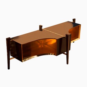 Dark Vador Brass Lined Wooden Console by Privatiselectionem