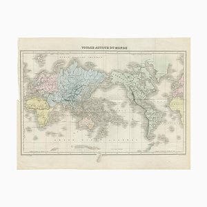Antique Map of the World by Durville 1853